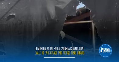 Demuelen muro en la carrera cuarta con calle 10 en Cartago por riesgo tras sismo