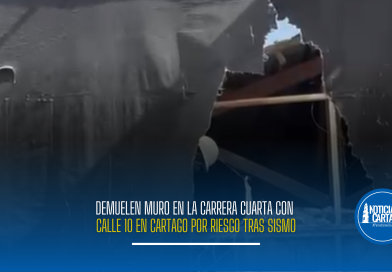 Demuelen muro en la carrera cuarta con calle 10 en Cartago por riesgo tras sismo