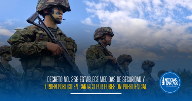 Decreto No. 239 define medidas de orden público en Cartago por la posesión presidencial