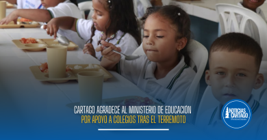 Cartago agradece al Ministerio de Educación por apoyo a colegios tras el terremoto