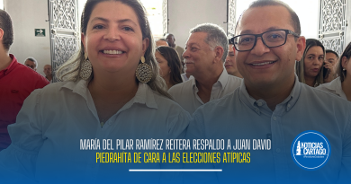 María del Pilar Ramírez reitera respaldo a Juan David Piedrahíta de cara a las elecciones atípicas del 20 de septiembre en Cartago